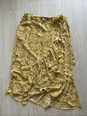 H&M Yellow Floral Wrap Skirt